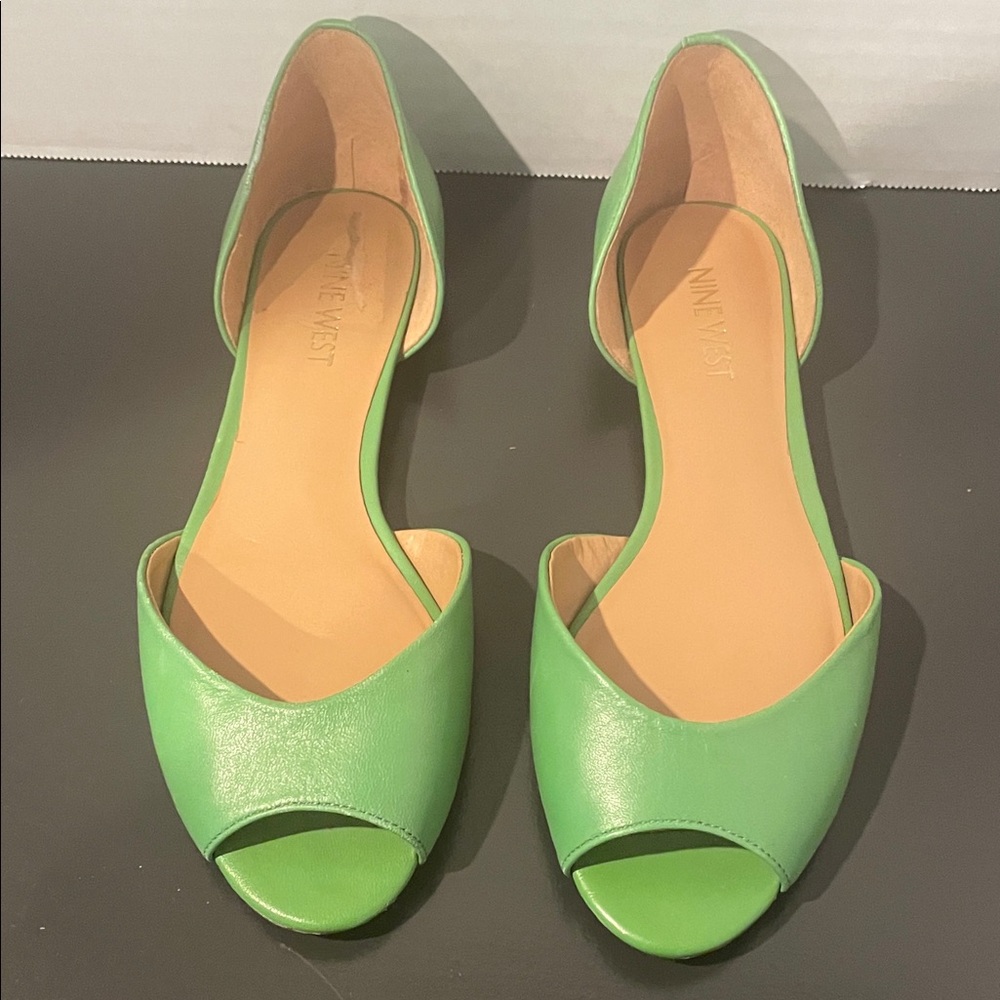 Nine West Women's D’Orsay Green Open Toe Flats  Size 6